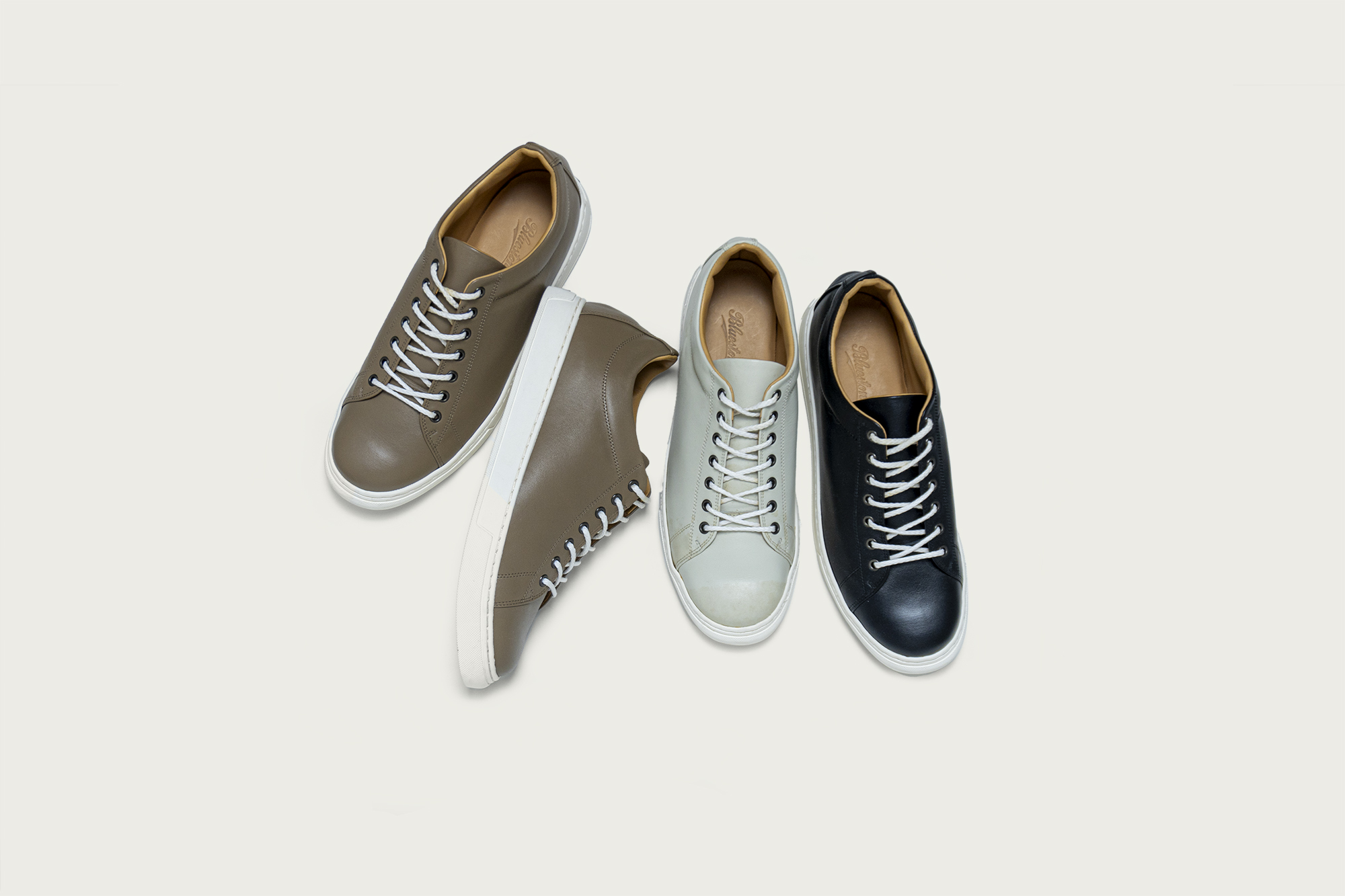 Brook DucksDesign アッシュグレーLサイズ 完売品 High end Leather Sneakers : Bluestone 新定番モデル Men's