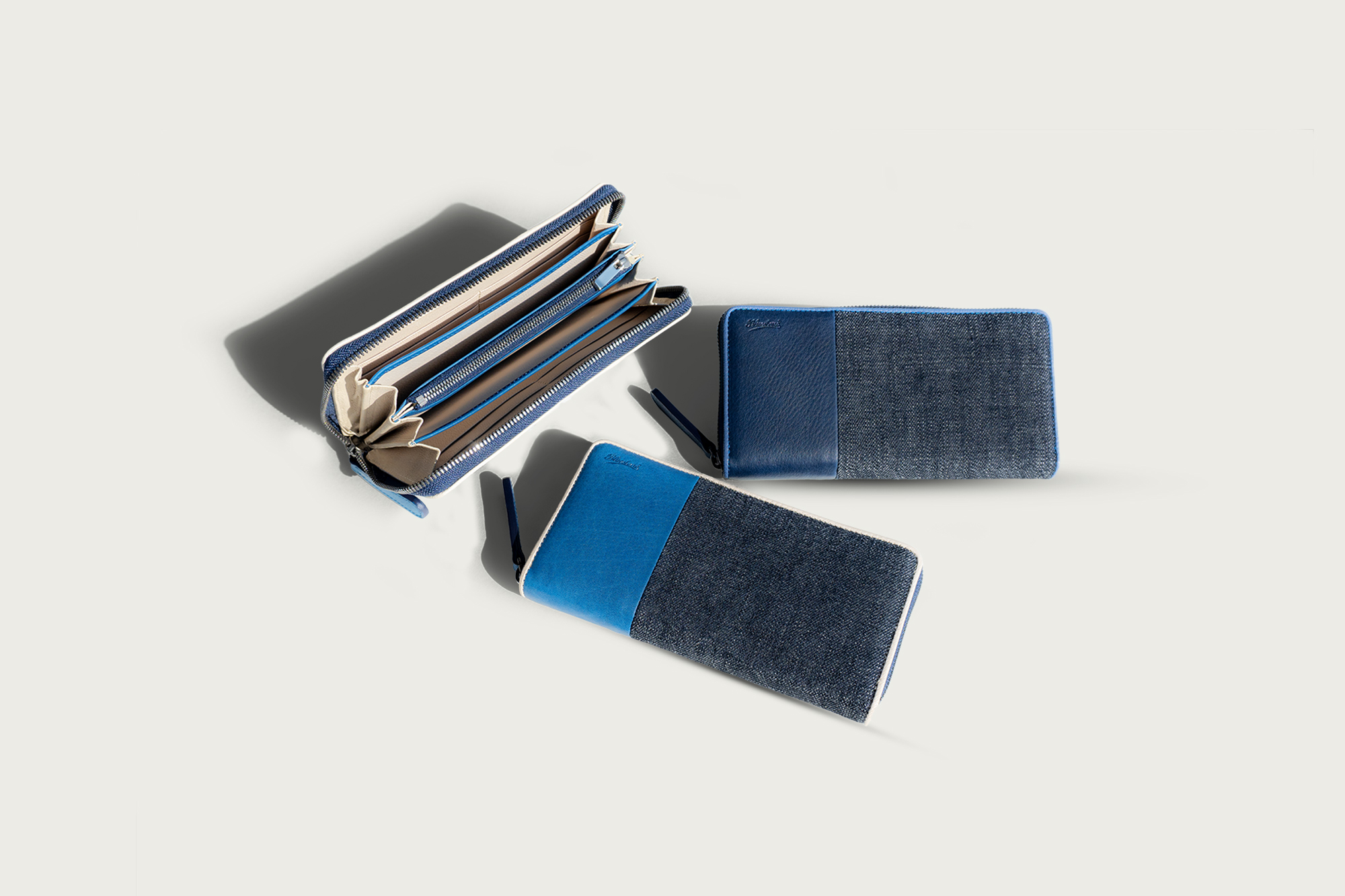 Denim × SUKUMO Leather round zip Wallet : バランスを考えた